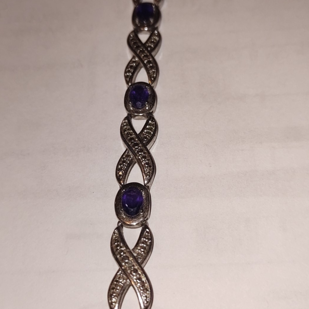 Bracelet with Diamonds and Purple Stones